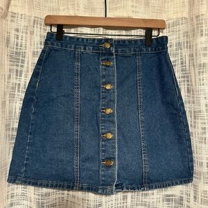 Denim Button-Front A-Line Skirt